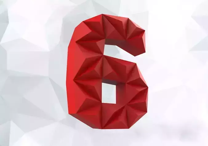 Lowpoly digit 6 number 3D print model