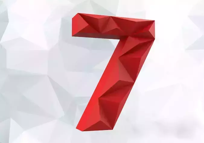 Lowpoly digit 7 number seven 3D print model