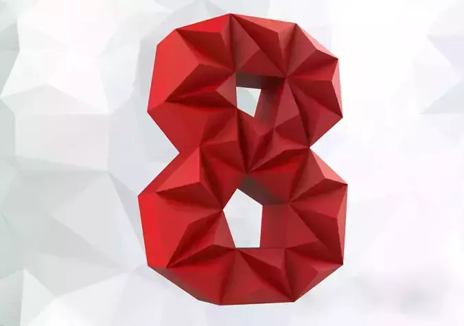 Lowpoly digit 8 number 3D print model