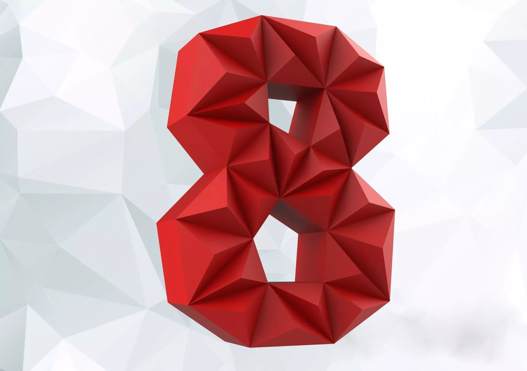Lowpoly digit 8 number 3D print model_0