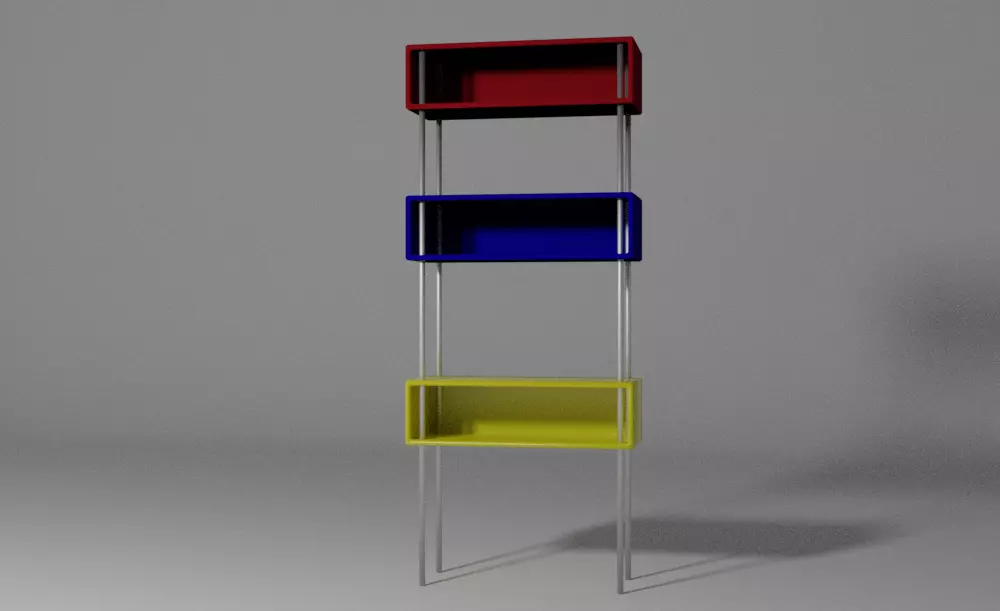 bookcase three colorful bookshelves 3D model