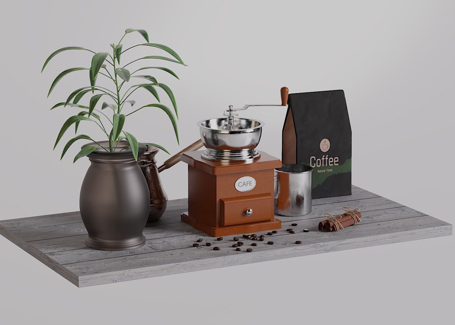 Decorative Coffee Set 3D model_1