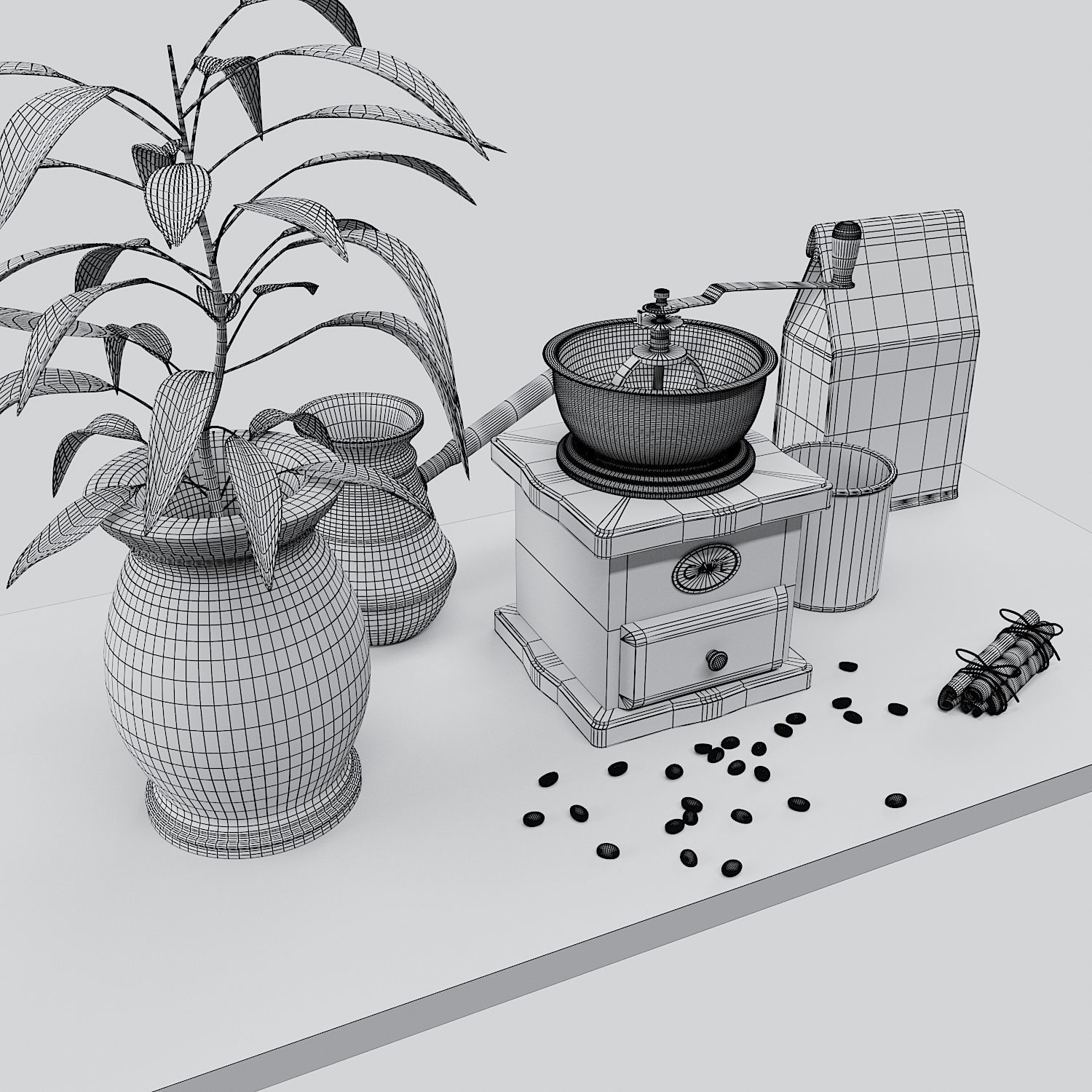 Decorative Coffee Set 3D model_4
