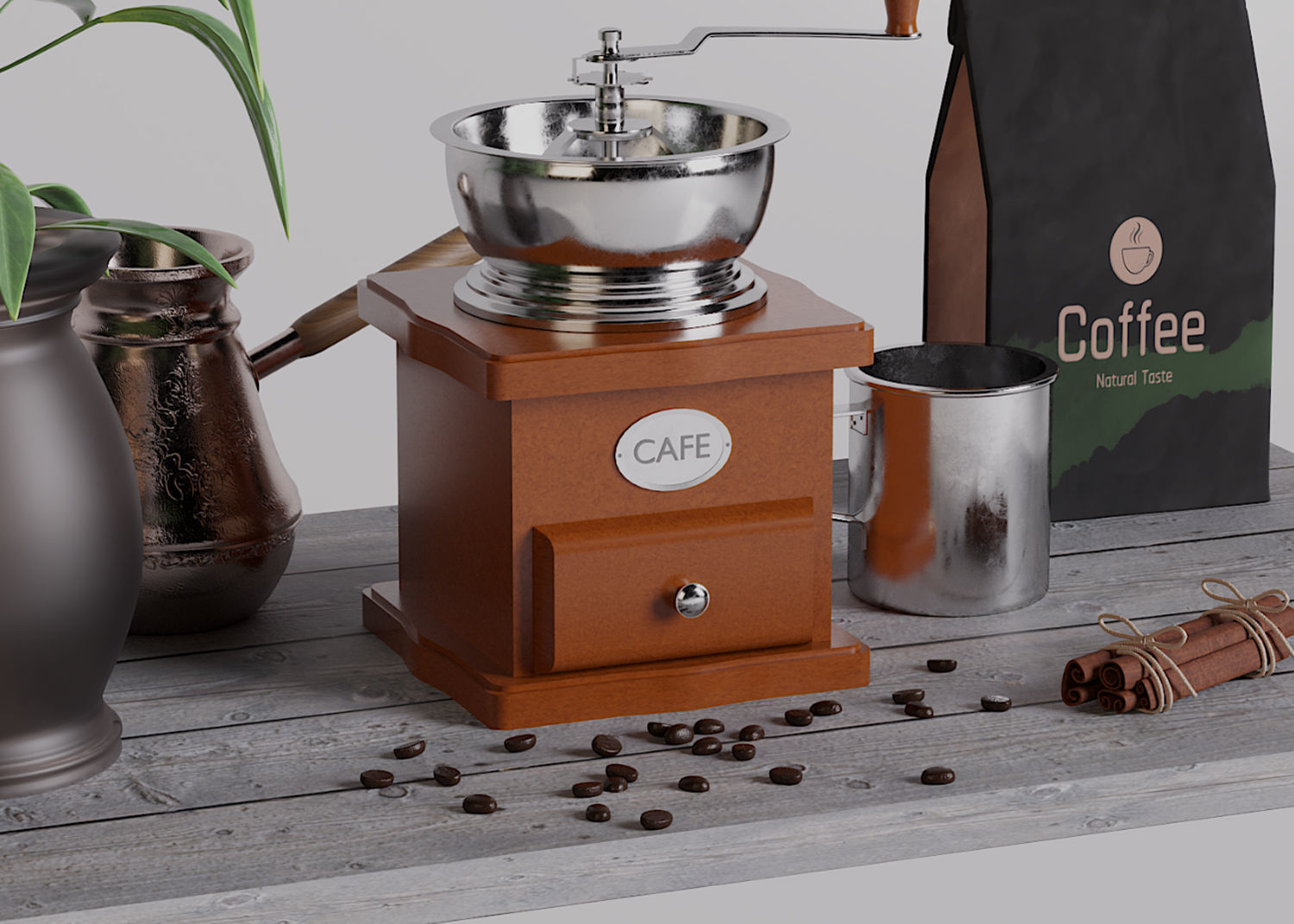 Decorative Coffee Set 3D model_3