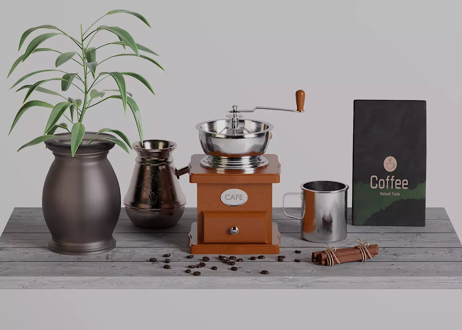 Decorative Coffee Set 3D model_0