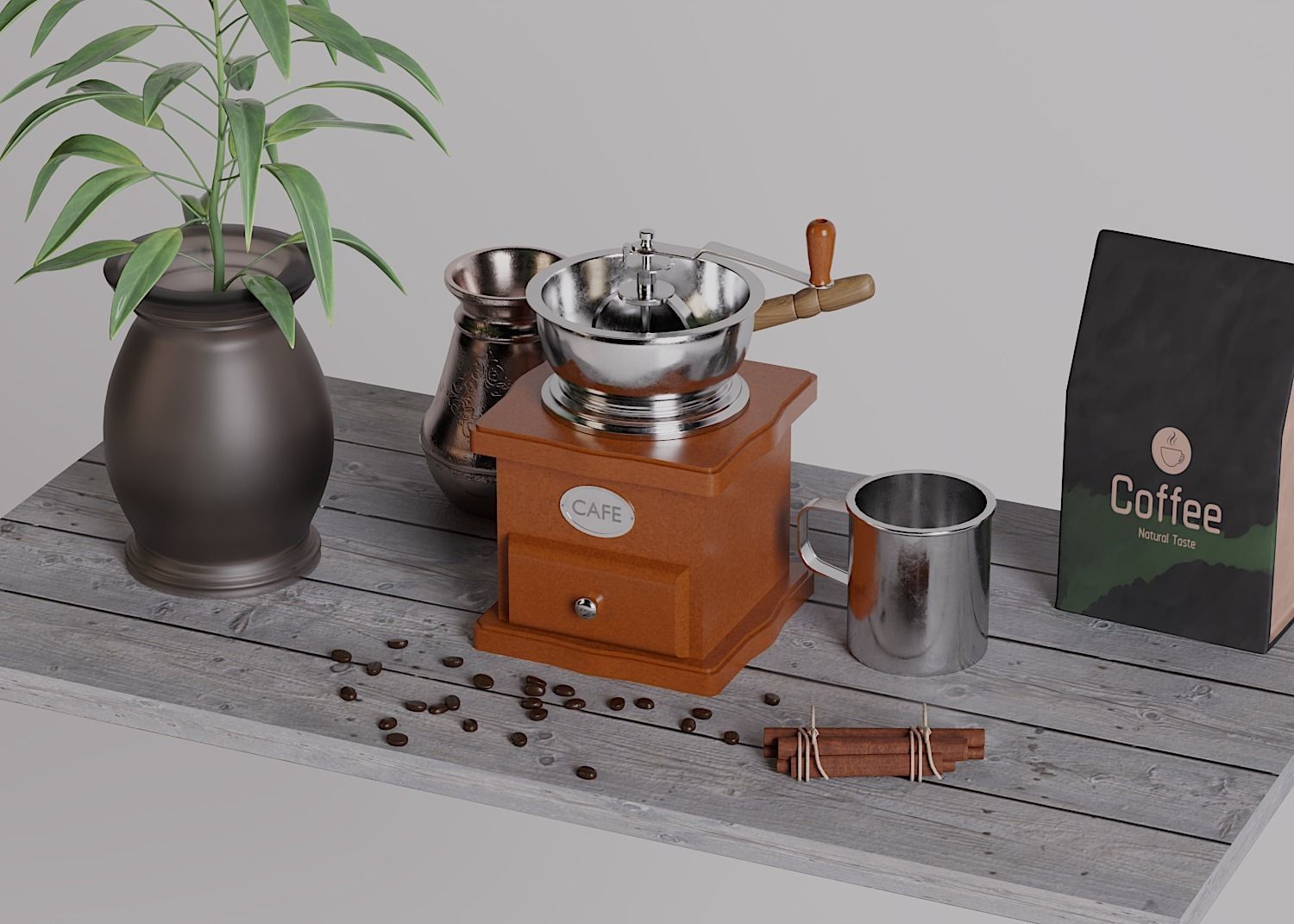 Decorative Coffee Set 3D model_2