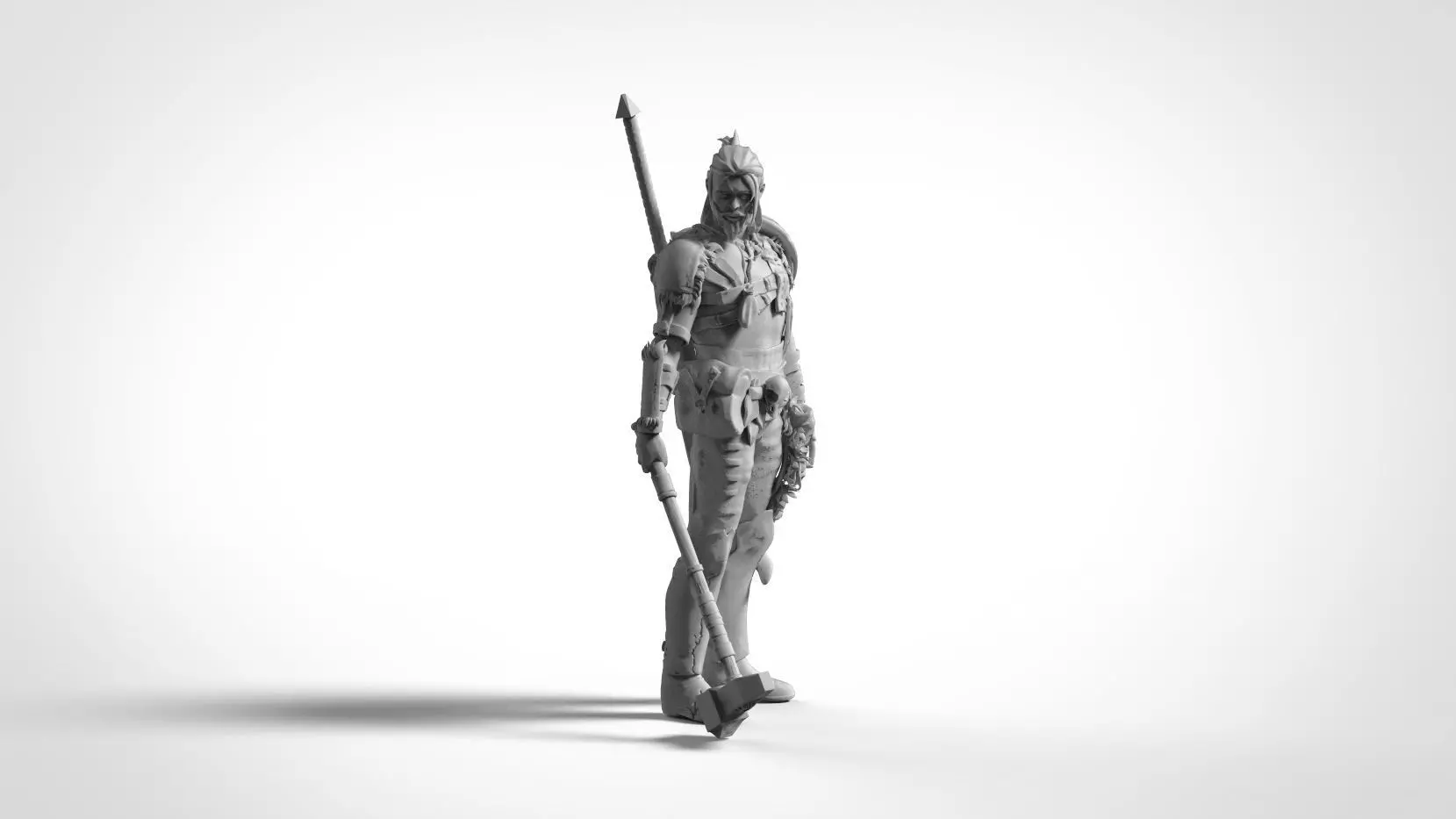 Male Warrior Barbarian RPG Character 3D print model