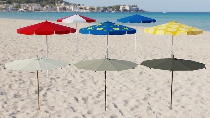 Beach Umbrella Low-poly 3D model