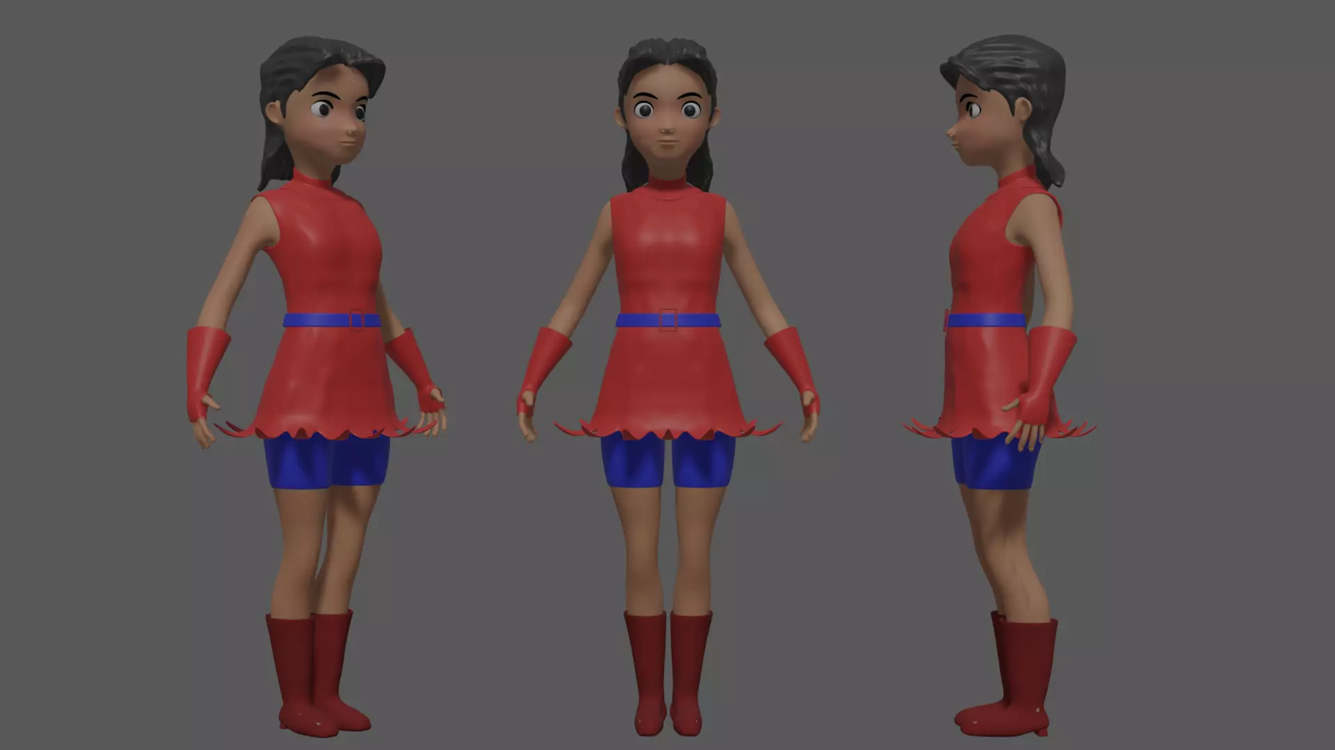 Cartoon Character Girl 3D model_0