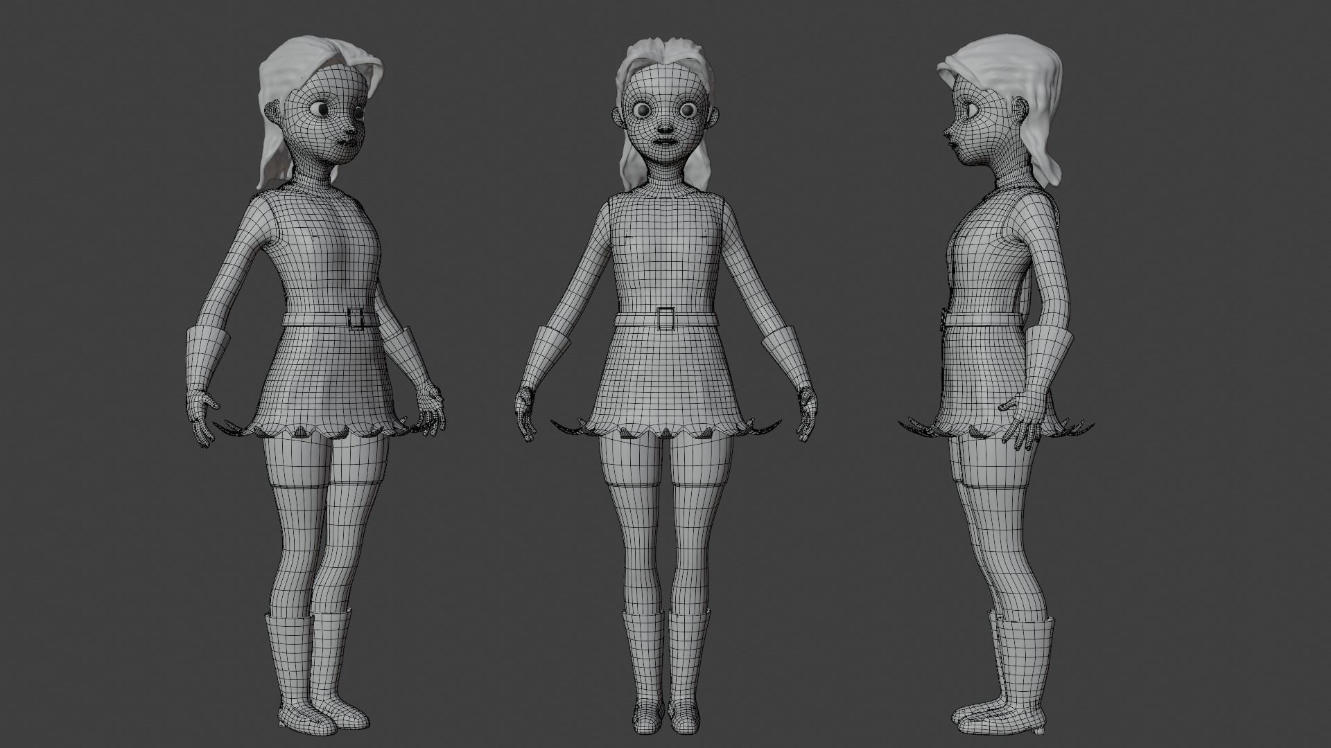 Cartoon Character Girl 3D model_4