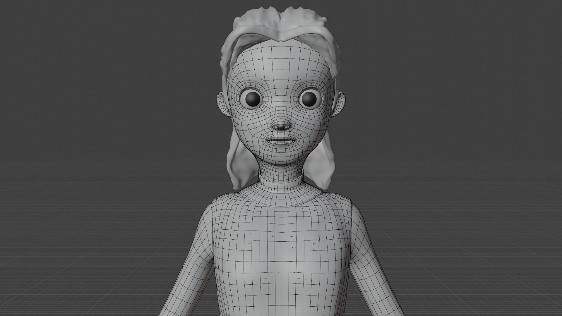 Cartoon Character Girl 3D model_3