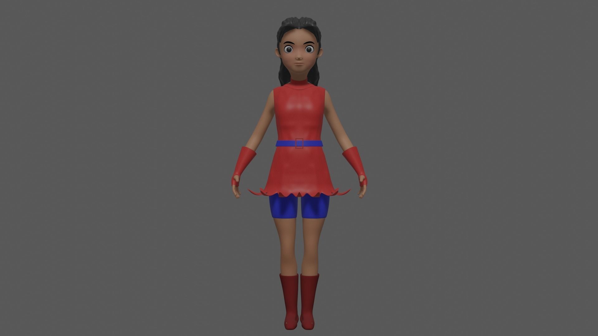 Cartoon Character Girl 3D model_2