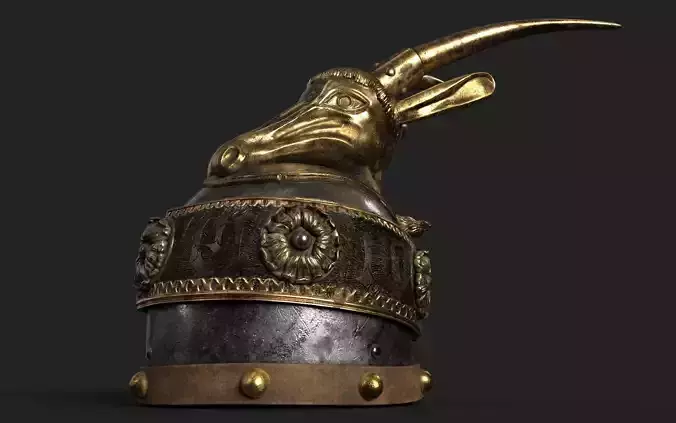 Medieval War Helmet with Goat Design