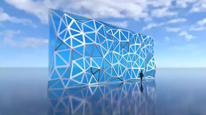Triangulated Wall Random Pattern Offset Frame Parametric 3D model