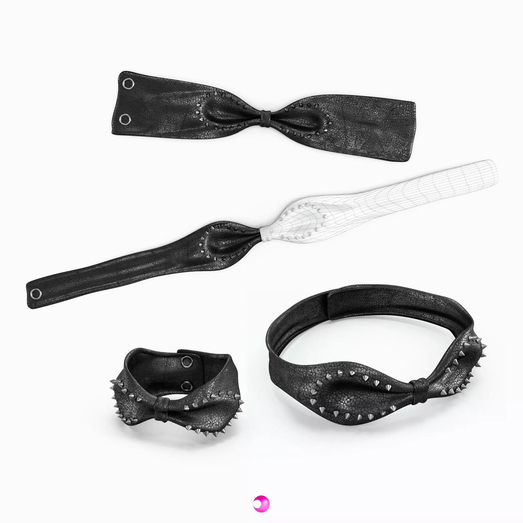 Bow - Wristband and Chocker 3D model_0