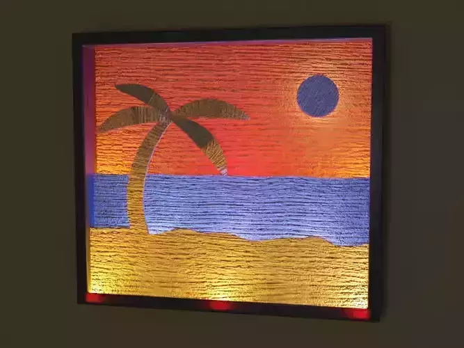 Beach Scene Light Art Box Low-poly 3D model
