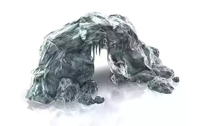 Ice cave entrance Low-poly 3D model