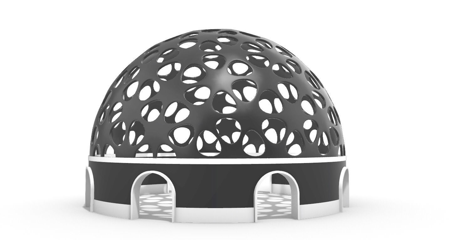 Geodesic Dome Pavilion Architectural structure with Entry 3D model_21