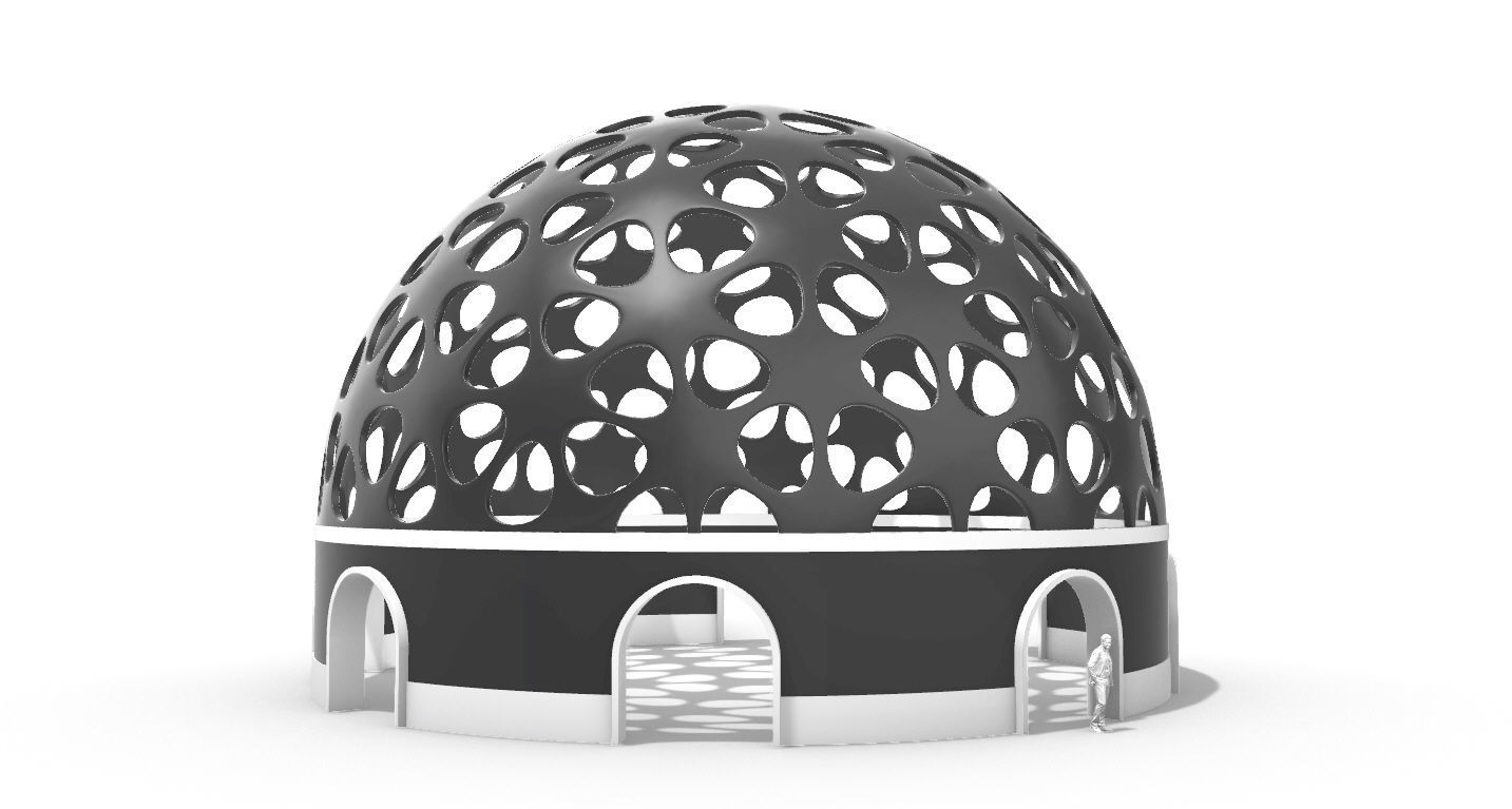 Geodesic Dome Pavilion Architectural structure with Entry 3D model_27