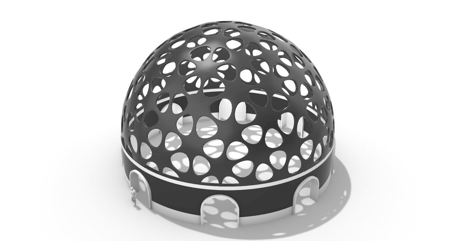 Geodesic Dome Pavilion Architectural structure with Entry 3D model_36