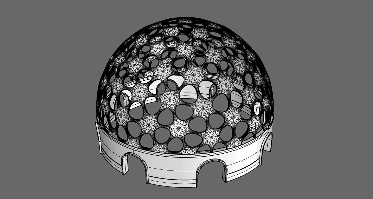 Geodesic Dome Pavilion Architectural structure with Entry 3D model_69