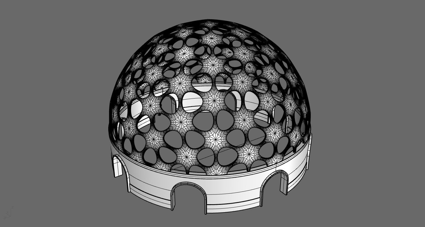 Geodesic Dome Pavilion Architectural structure with Entry 3D model_71
