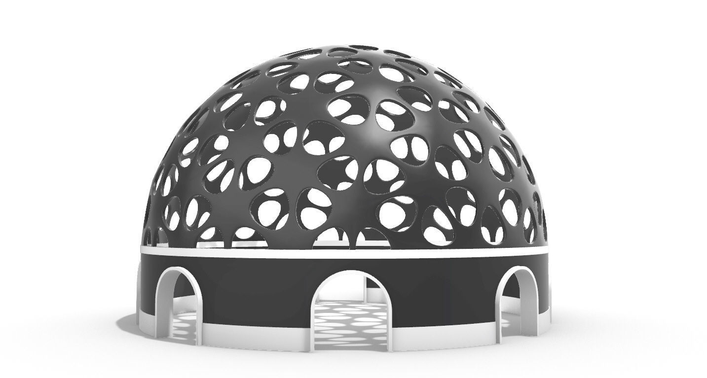 Geodesic Dome Pavilion Architectural structure with Entry 3D model_18