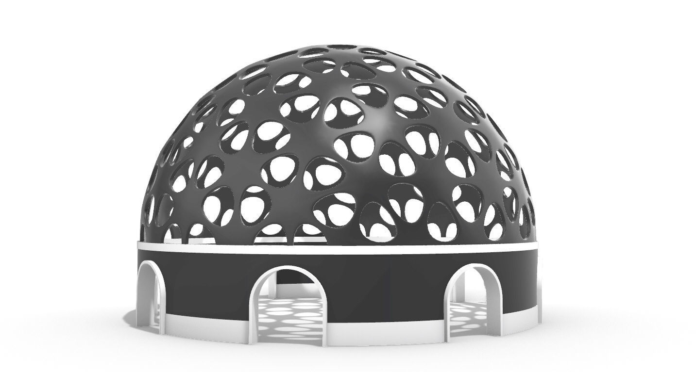 Geodesic Dome Pavilion Architectural structure with Entry 3D model_20