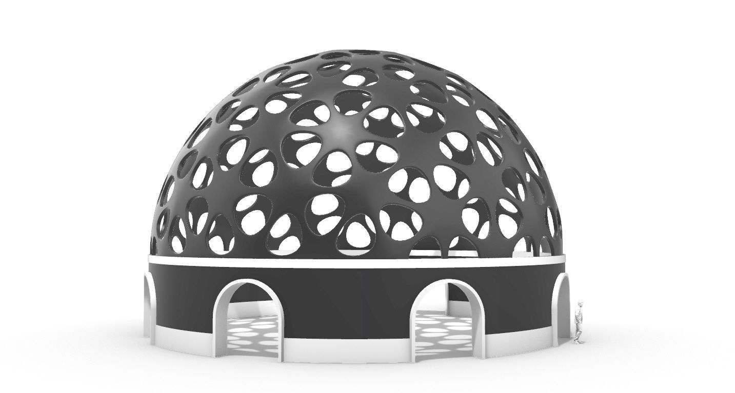 Geodesic Dome Pavilion Architectural structure with Entry 3D model_24