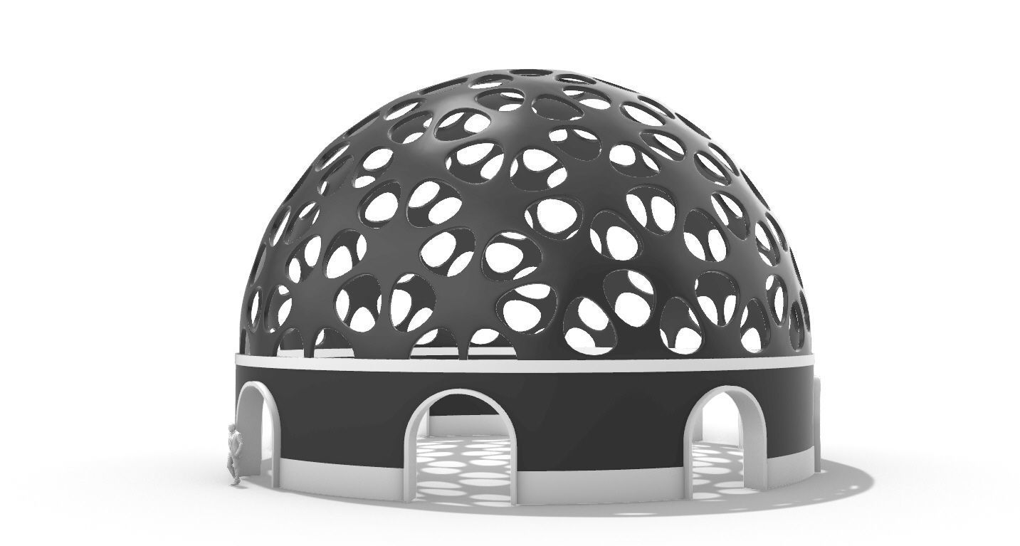 Geodesic Dome Pavilion Architectural structure with Entry 3D model_4