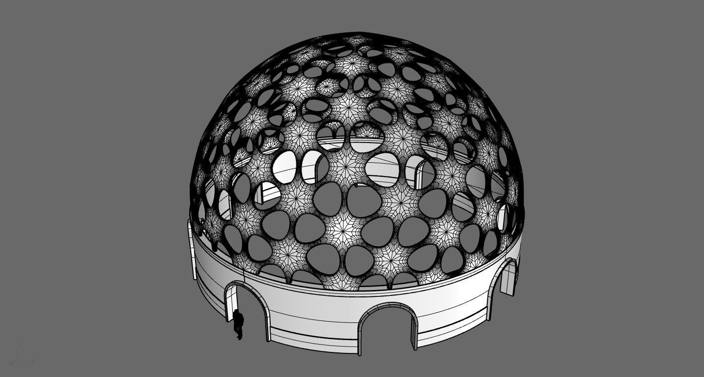 Geodesic Dome Pavilion Architectural structure with Entry 3D model_65