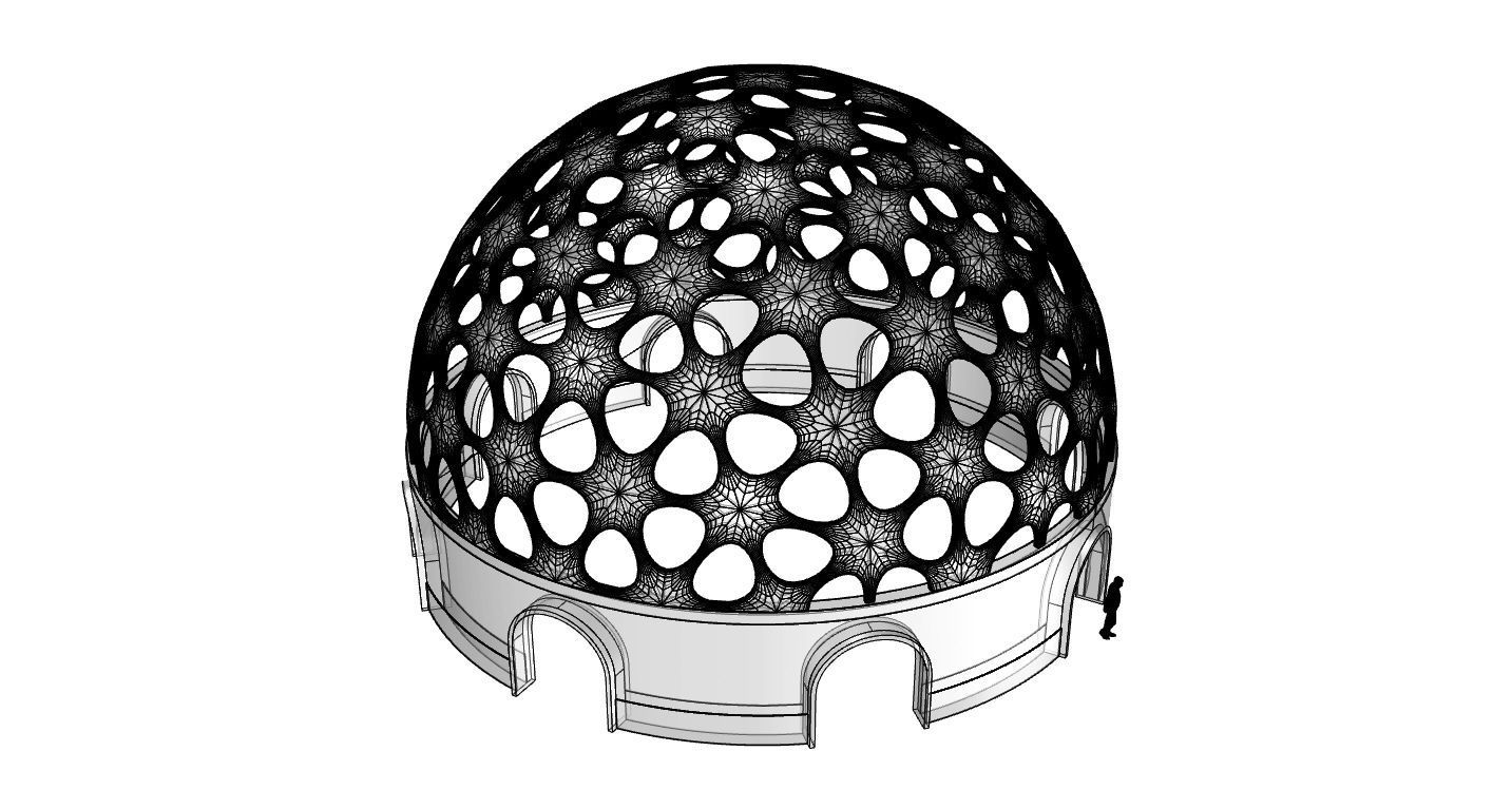 Geodesic Dome Pavilion Architectural structure with Entry 3D model_114
