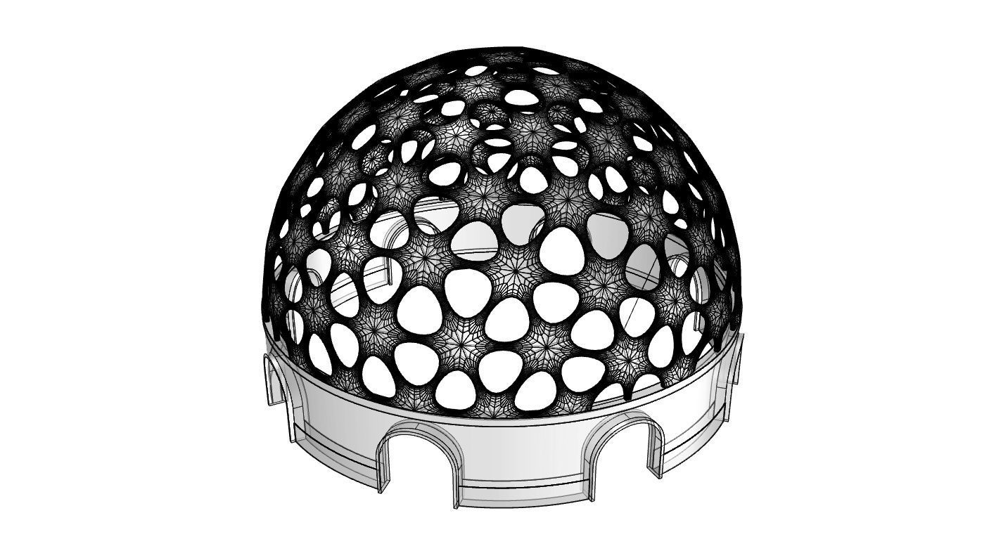 Geodesic Dome Pavilion Architectural structure with Entry 3D model_98