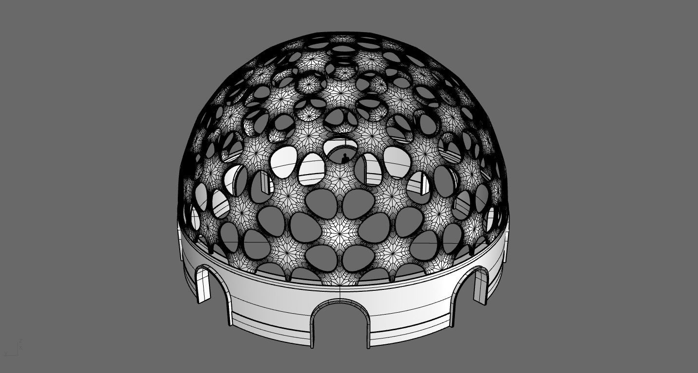 Geodesic Dome Pavilion Architectural structure with Entry 3D model_74