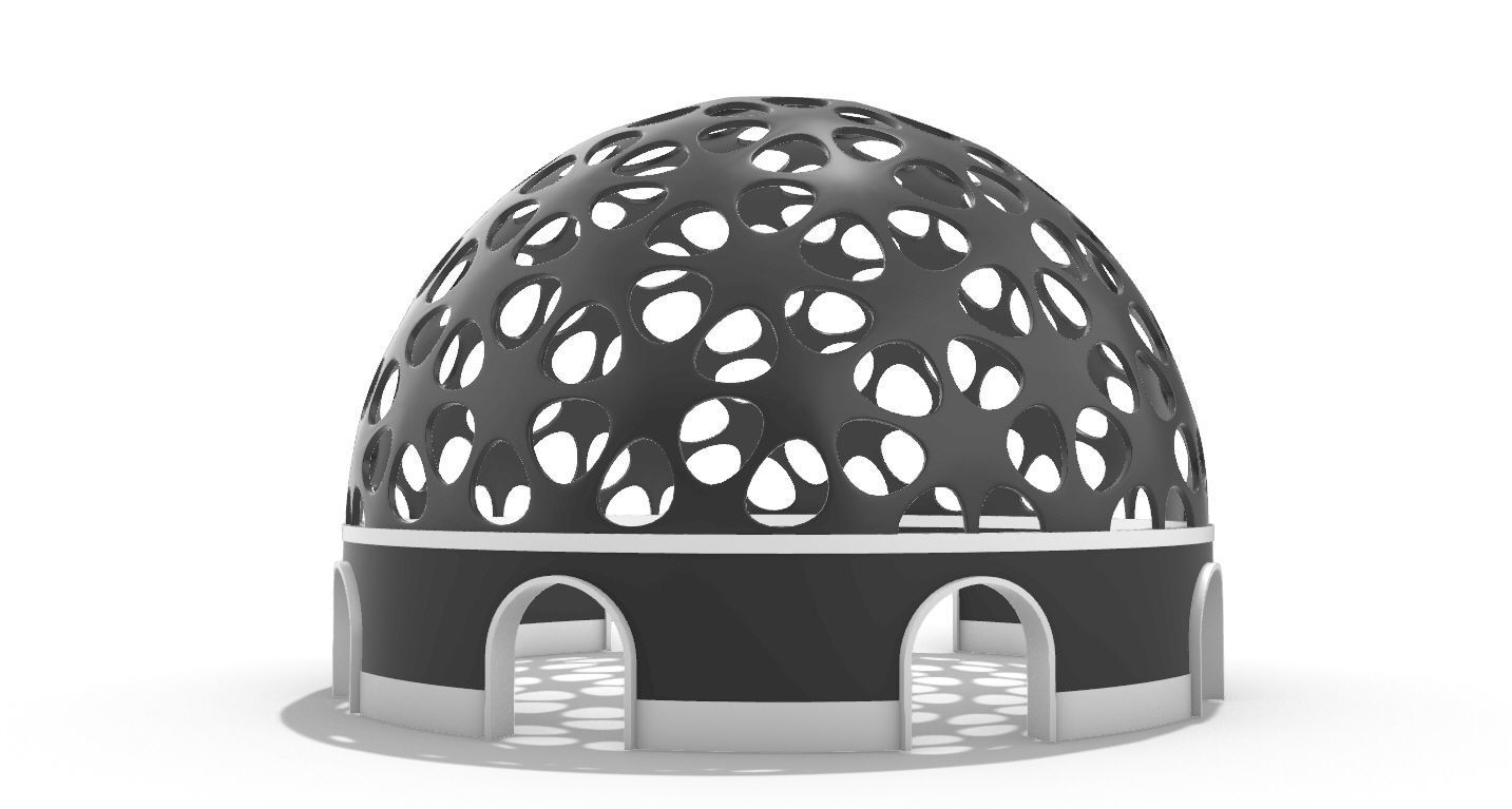 Geodesic Dome Pavilion Architectural structure with Entry 3D model_13