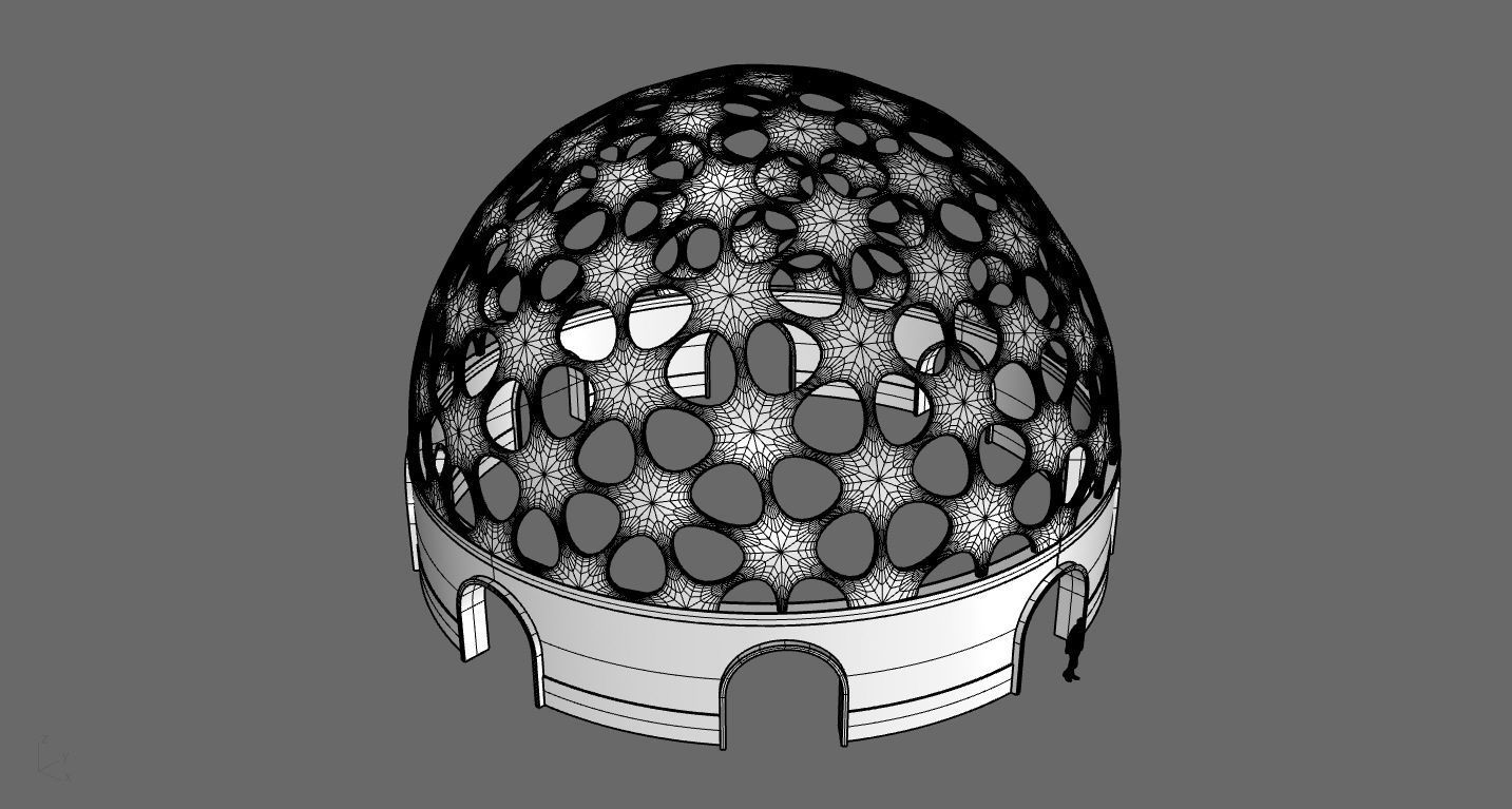 Geodesic Dome Pavilion Architectural structure with Entry 3D model_85