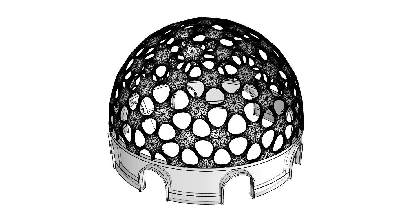 Geodesic Dome Pavilion Architectural structure with Entry 3D model_106