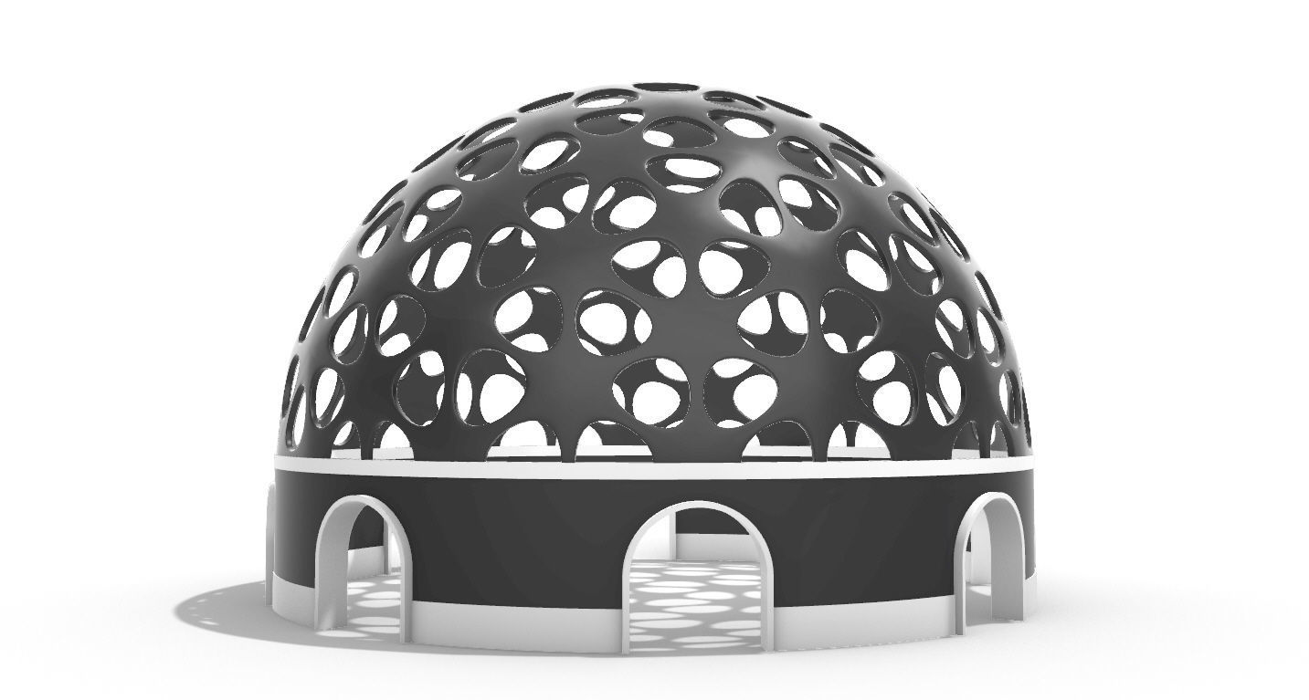 Geodesic Dome Pavilion Architectural structure with Entry 3D model_15