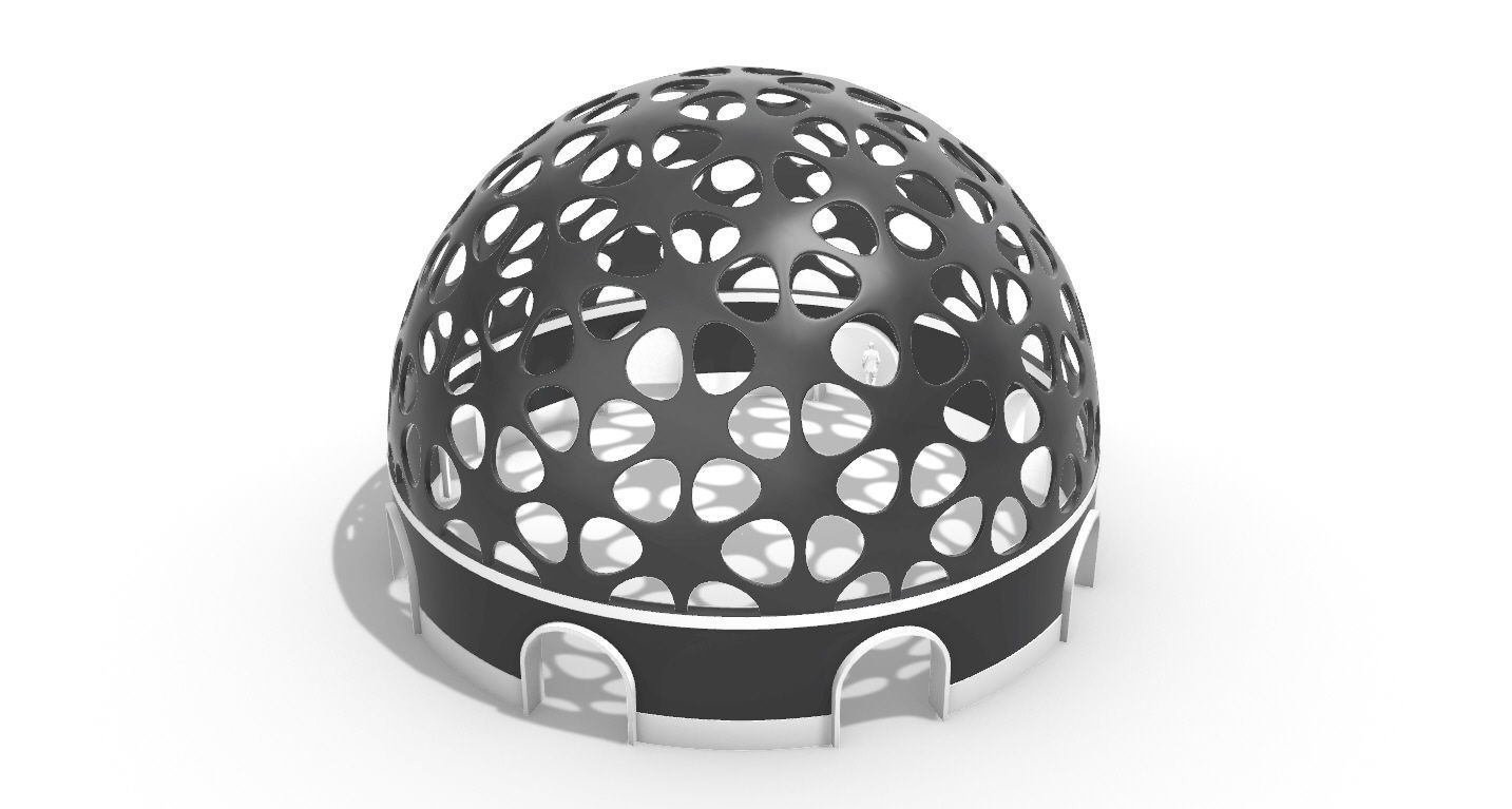 Geodesic Dome Pavilion Architectural structure with Entry 3D model_47