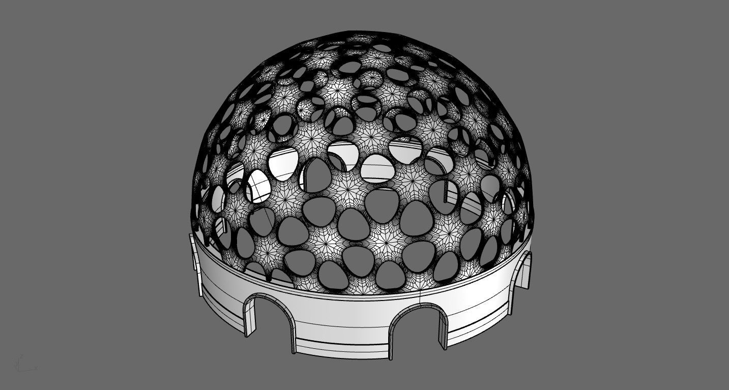 Geodesic Dome Pavilion Architectural structure with Entry 3D model_80