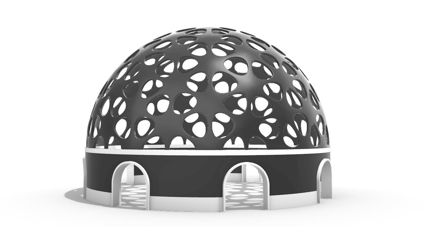 Geodesic Dome Pavilion Architectural structure with Entry 3D model_19