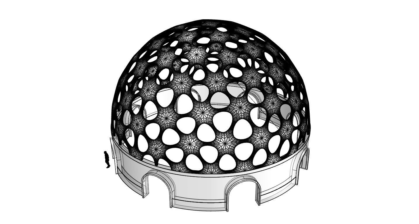 Geodesic Dome Pavilion Architectural structure with Entry 3D model_96