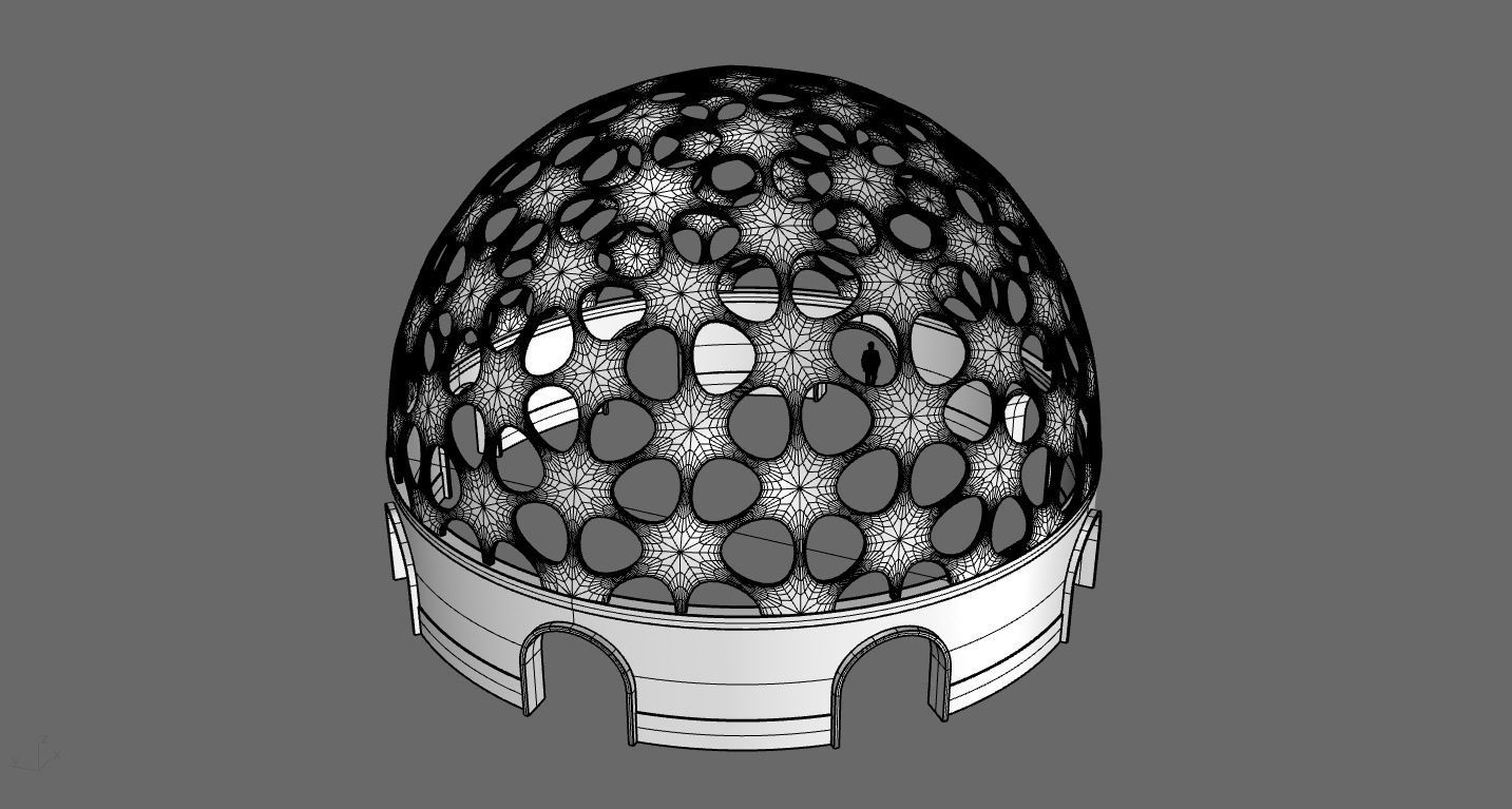 Geodesic Dome Pavilion Architectural structure with Entry 3D model_76