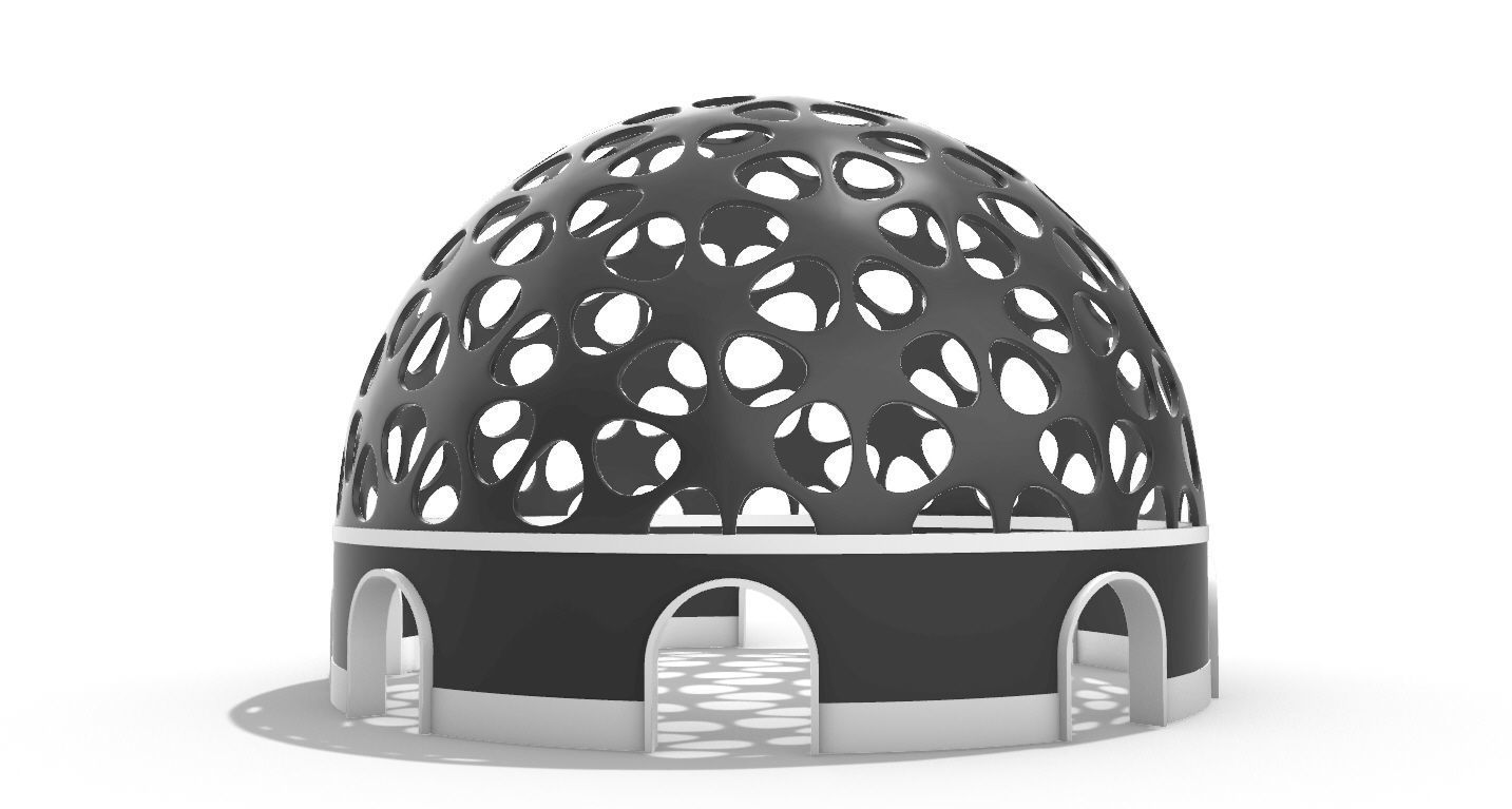 Geodesic Dome Pavilion Architectural structure with Entry 3D model_11