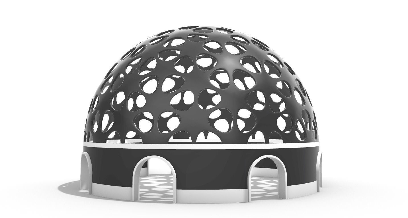 Geodesic Dome Pavilion Architectural structure with Entry 3D model_17