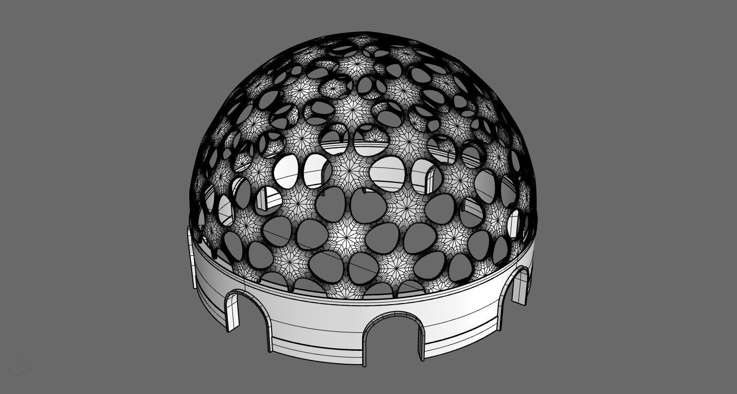 Geodesic Dome Pavilion Architectural structure with Entry 3D model_78