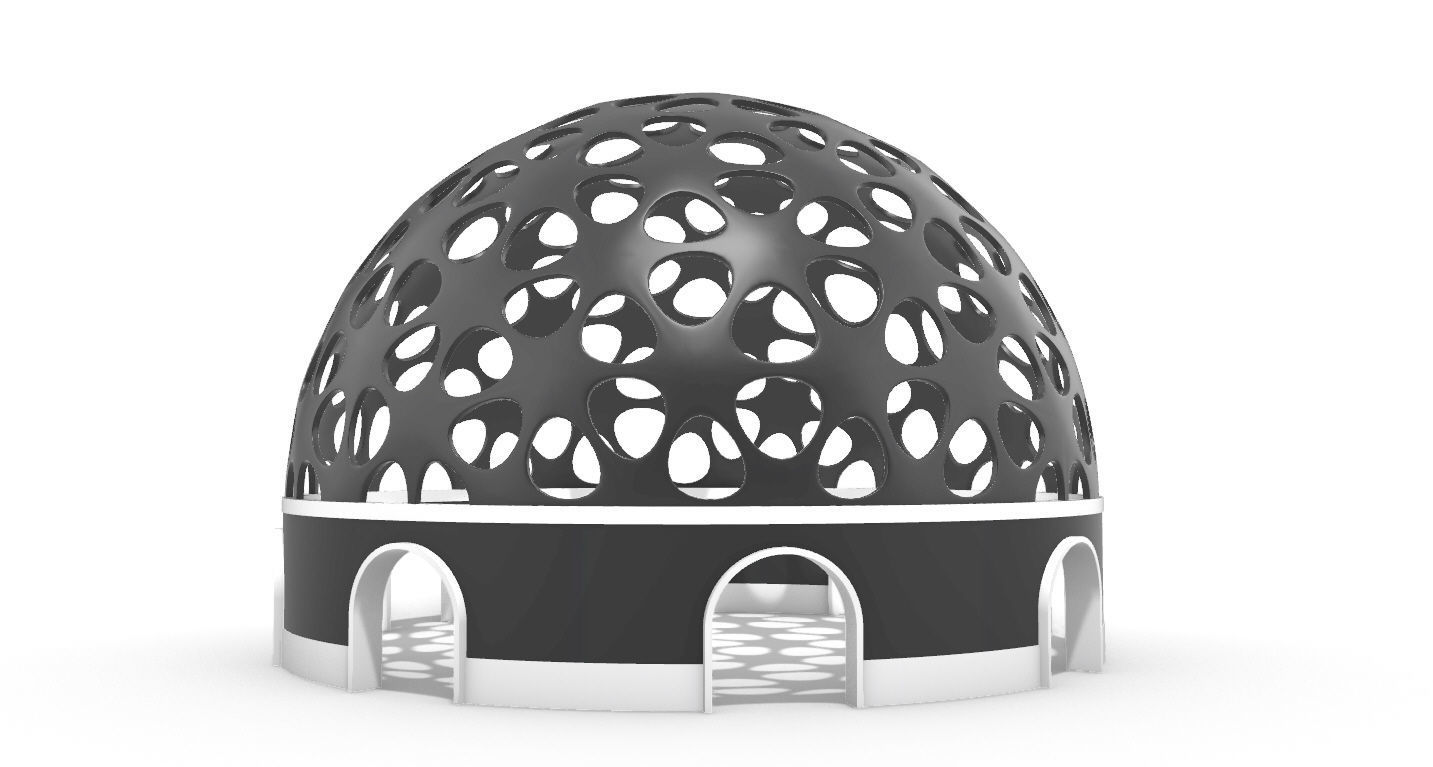 Geodesic Dome Pavilion Architectural structure with Entry 3D model_22