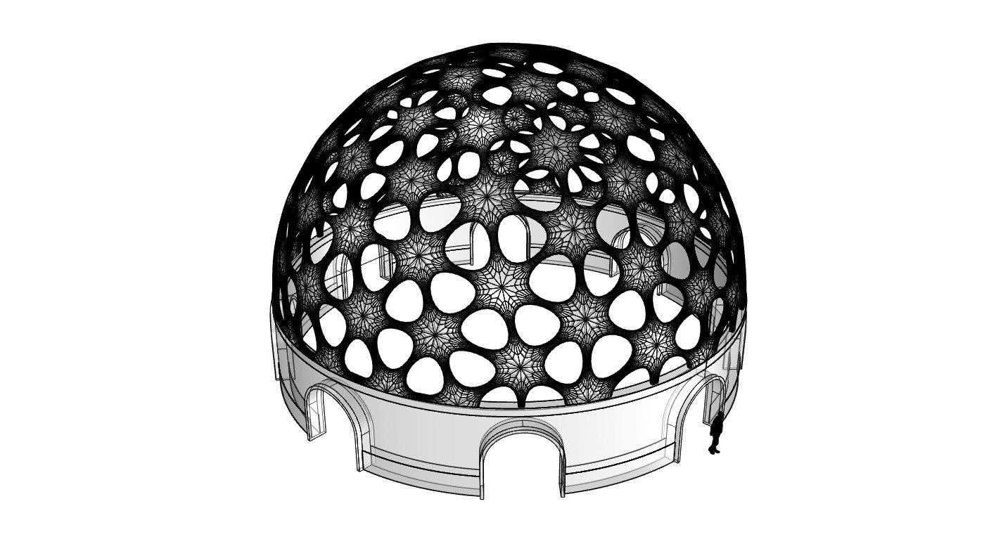 Geodesic Dome Pavilion Architectural structure with Entry 3D model_115