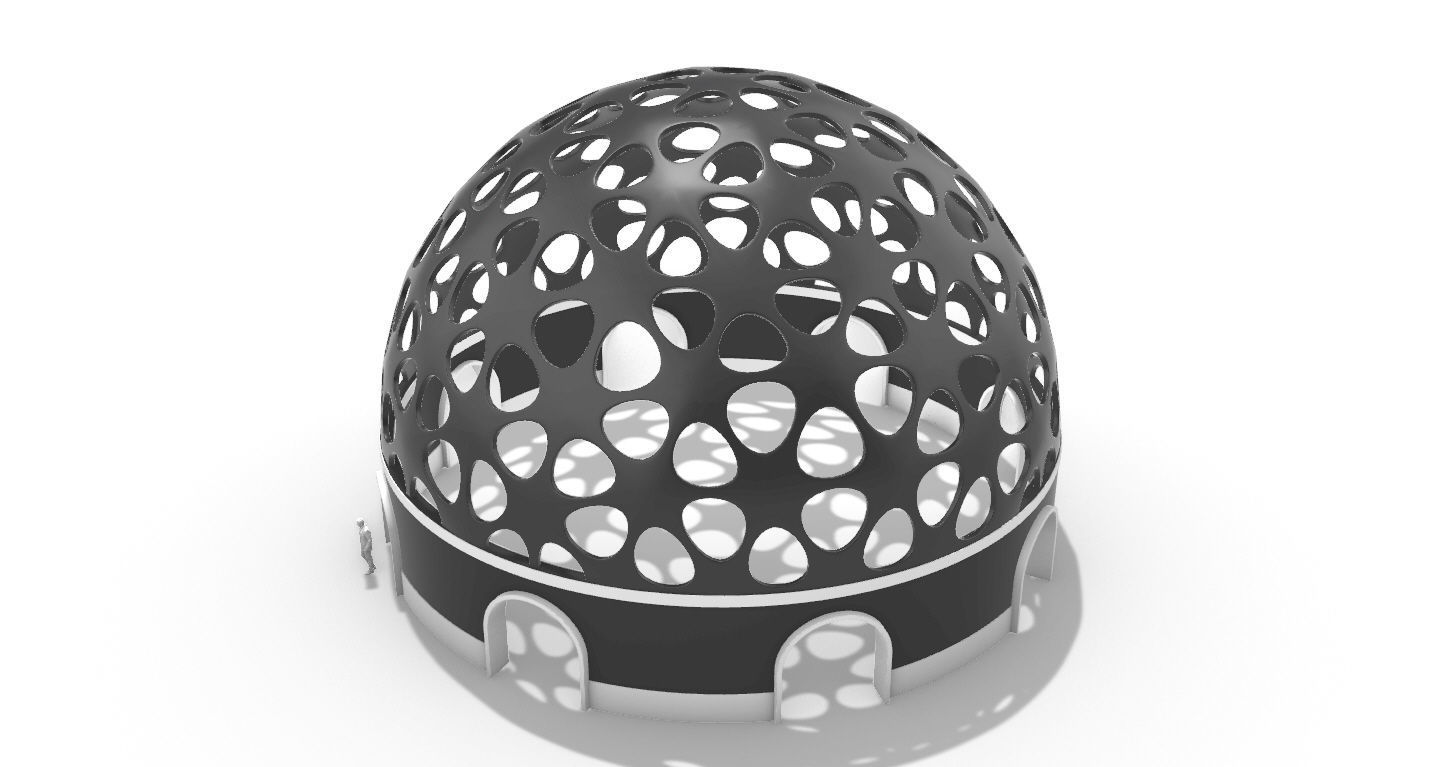 Geodesic Dome Pavilion Architectural structure with Entry 3D model_34