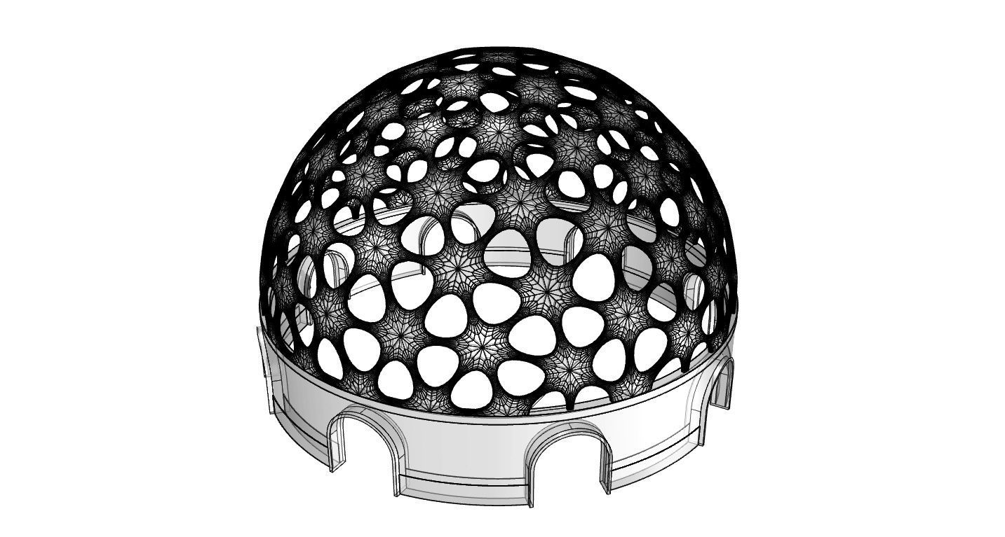 Geodesic Dome Pavilion Architectural structure with Entry 3D model_99